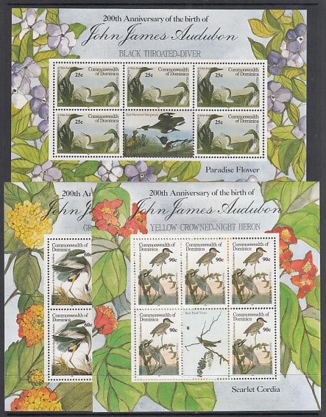 Dominica - Mail 1986 Yvert 911/4 Mini Sheets ** MNH Fauna Birds