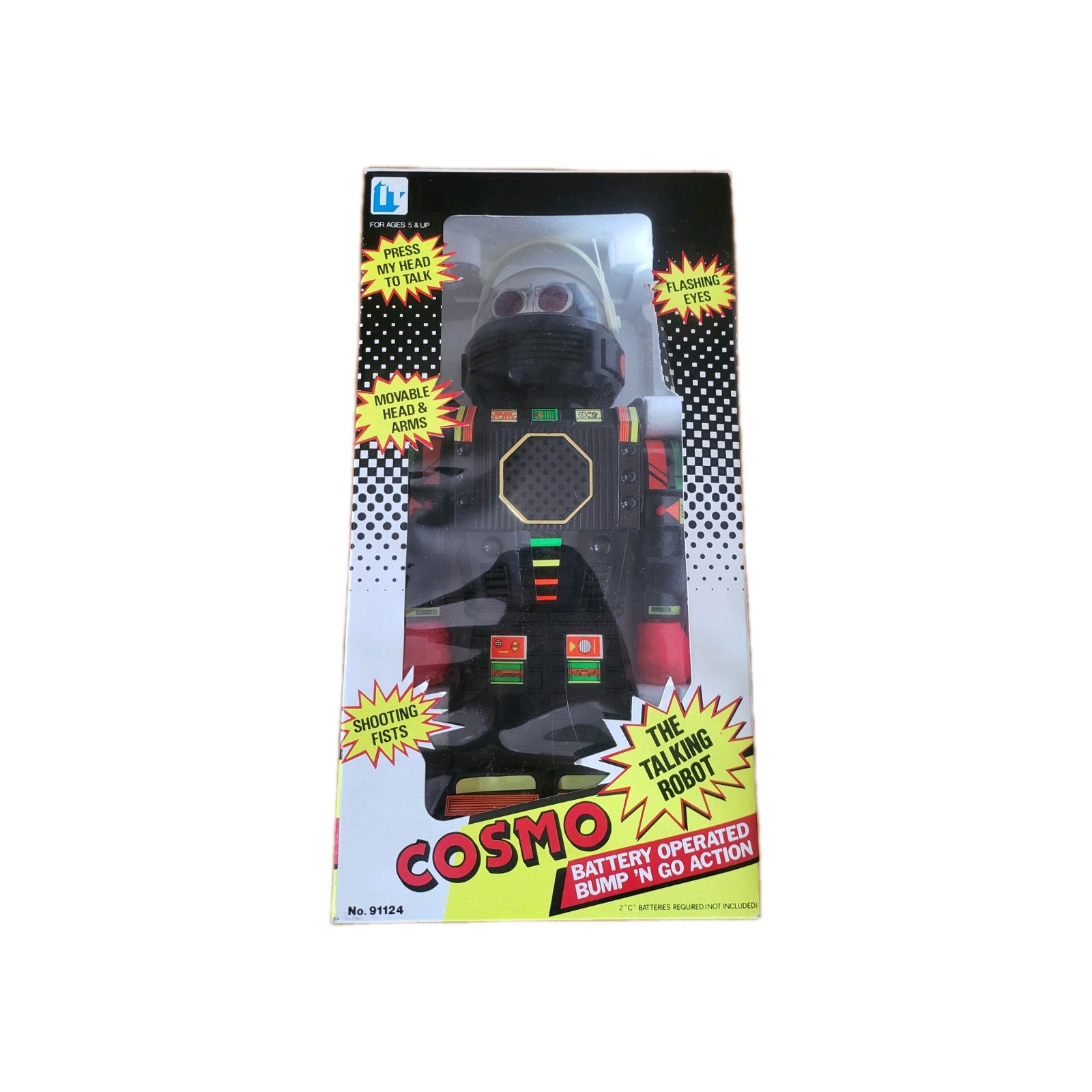 Vintage COSMO The Talking Robot No. 91124 Battery Operated w/ Box & Styrofoam