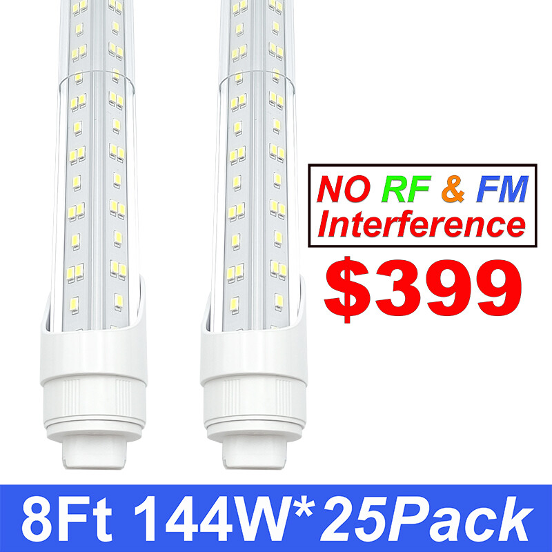 F96T12 8FT LED Replacement Tube Light T8 Rotatable 144W 6500K Led Shop Light 8'