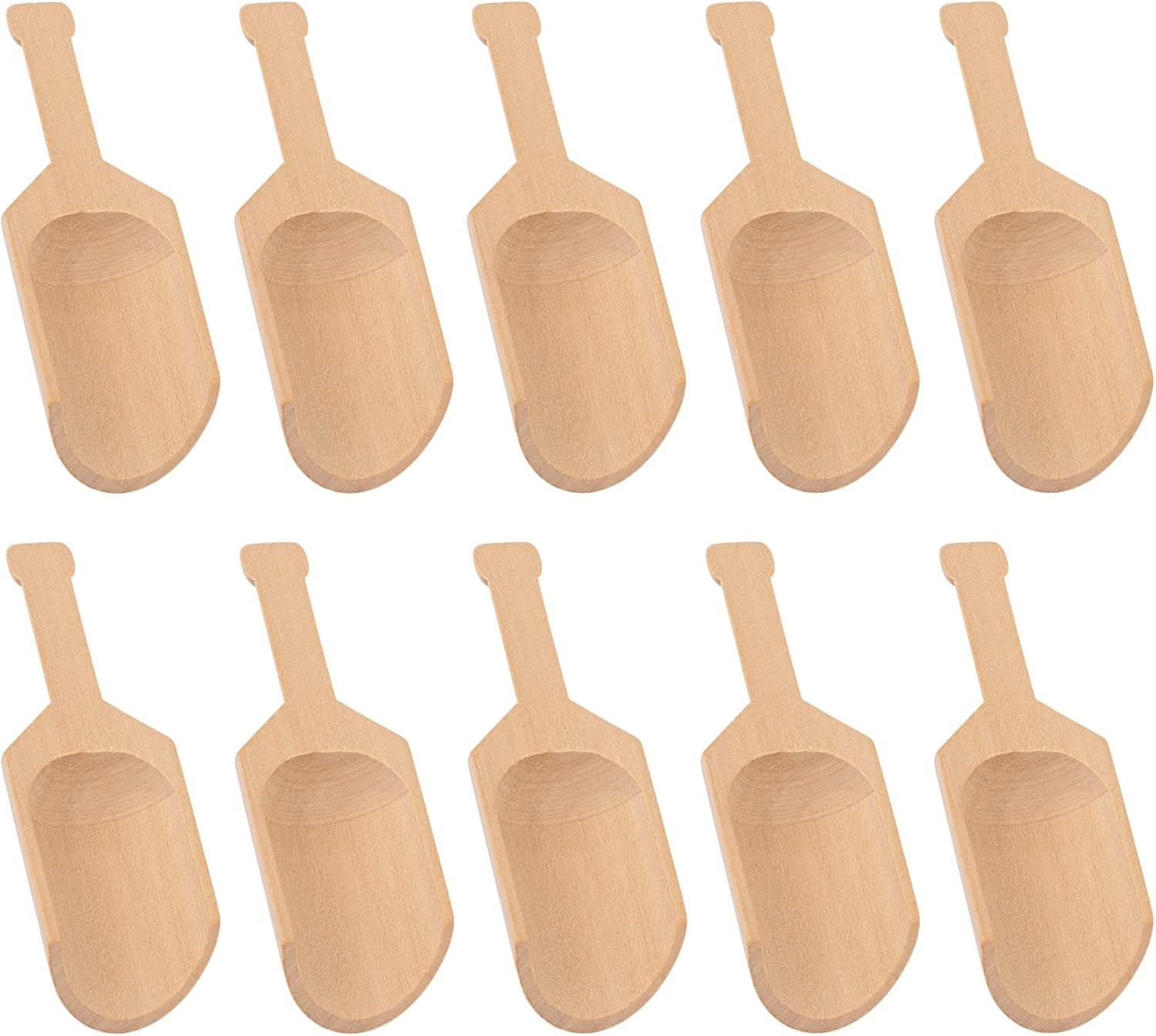 , 10 Pack Mini Wooden Scoops for Bath Salts Candy Scoop