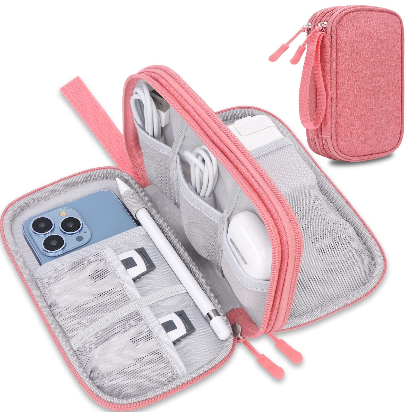 Lacdo Electronic Organizer, Travel Cable Organizer Bag Pouch Tech Small, Pink 