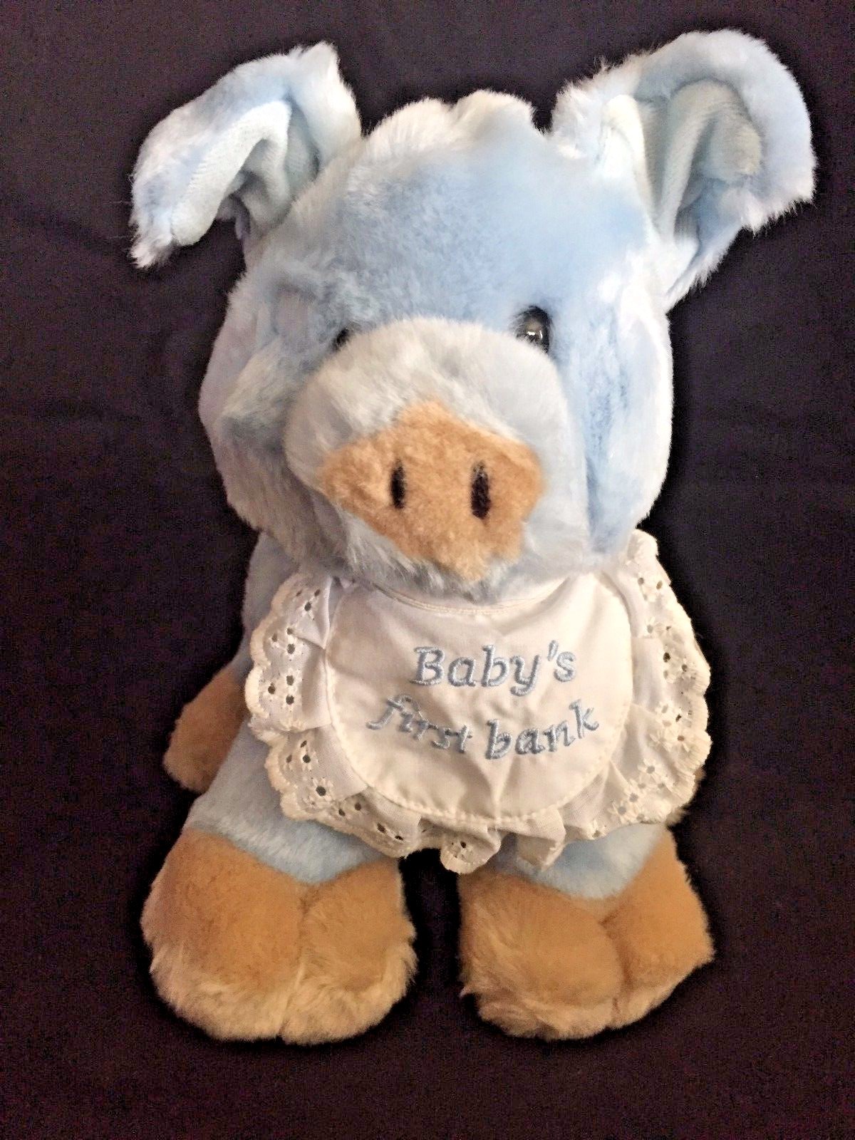 Baby Ganz Baby's First Bank  Blue Pig  Plush BG737  New