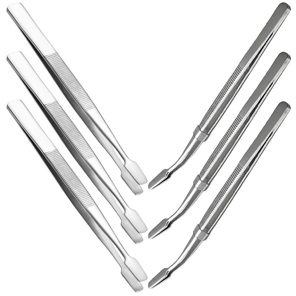 6 Pcs Stainless Steel Stamp Tweezers Hobby Durable Plated Philately