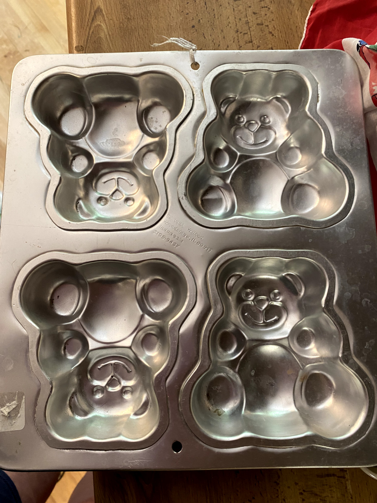 Vintage Older Wilton 4 In One TEDDY BEAR PAN Bake Mini Cake Jello Mold Party FUN
