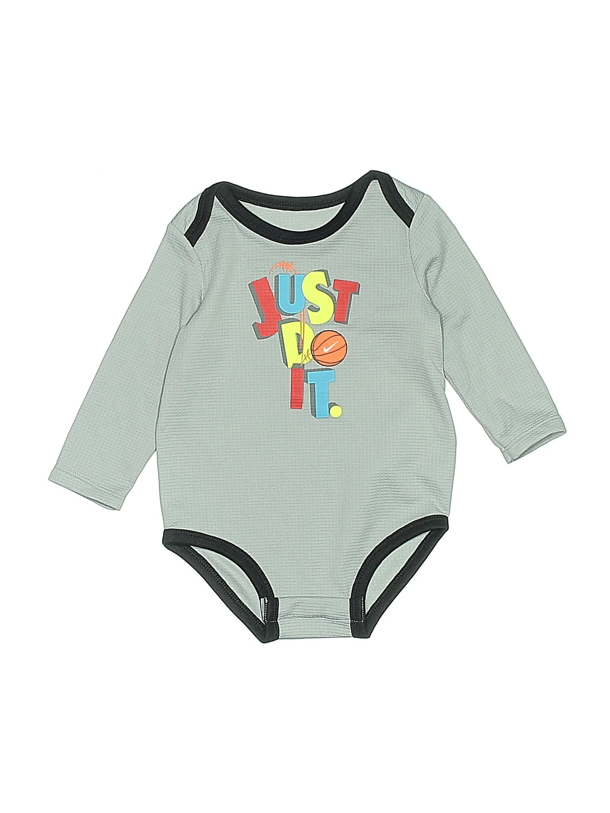 Nike Boys Gray Long Sleeve Bodysuit 9 Months
