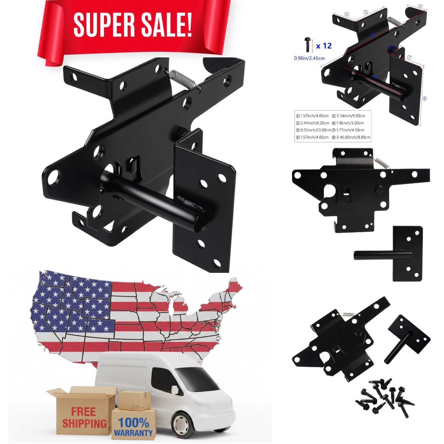 Rust-Resistant Self-Locking Gate Latch - Ideal for Wooden & Vinyl Fences