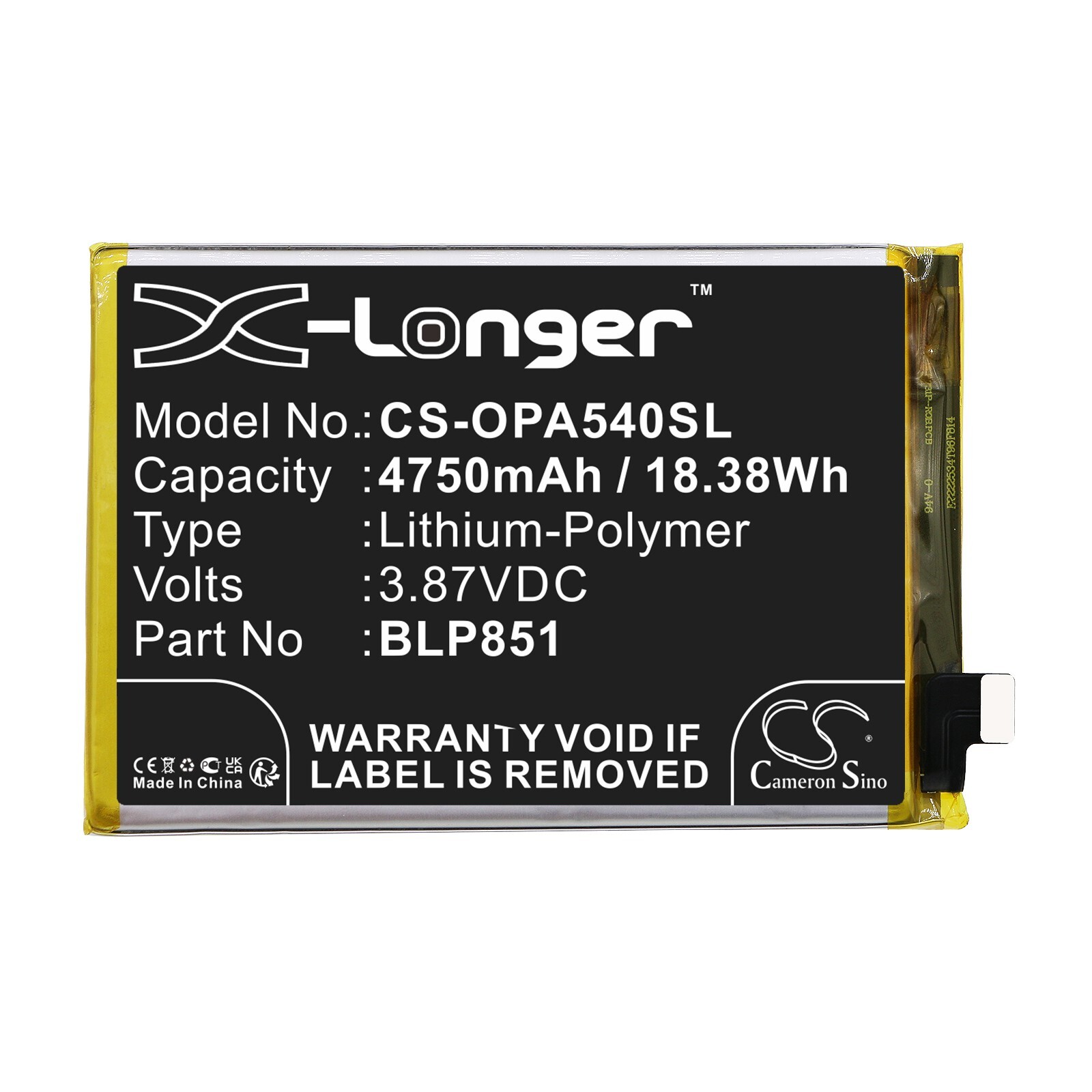 BATTERIE 4750mAh Type BLP851 For Oppo A54 5G, A74 5G, CHP2179 CHP2195