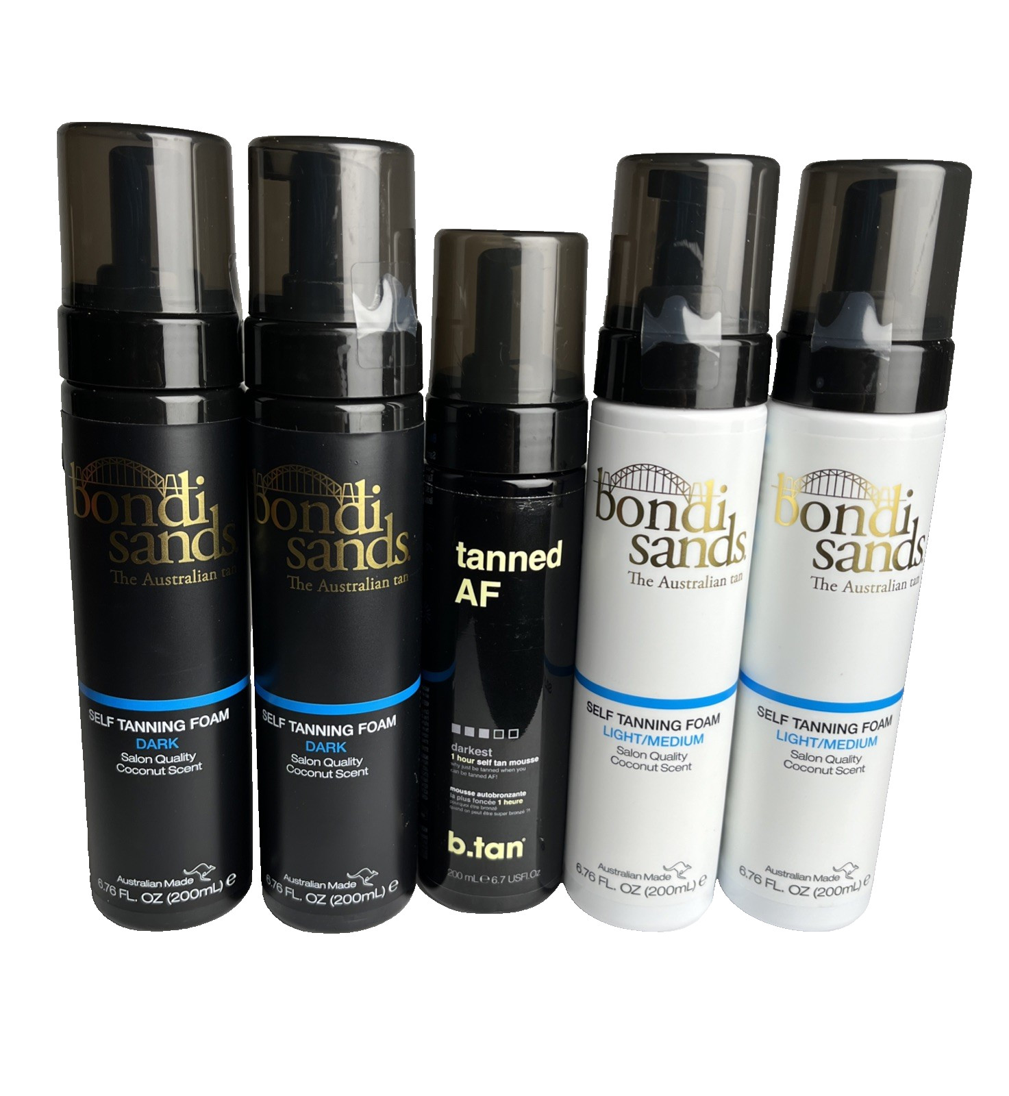 5 Bottles of Self Tanner Foam Bronzer: 4x Packs Bondi Sands 6.76oz + 1 Tanned AF