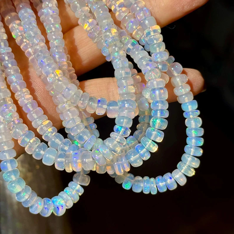 Ethiopian Opal Rondelle Beads, 5mm to 7mm, 16", Graduated Gemstone Beads,
