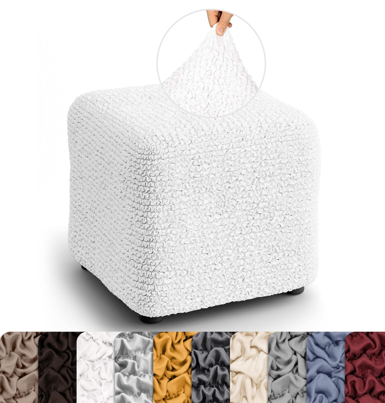 PAULATO BY GA.I. Ottoman Cover Stool Pouf Slipcover - Soft Stretch Polyester