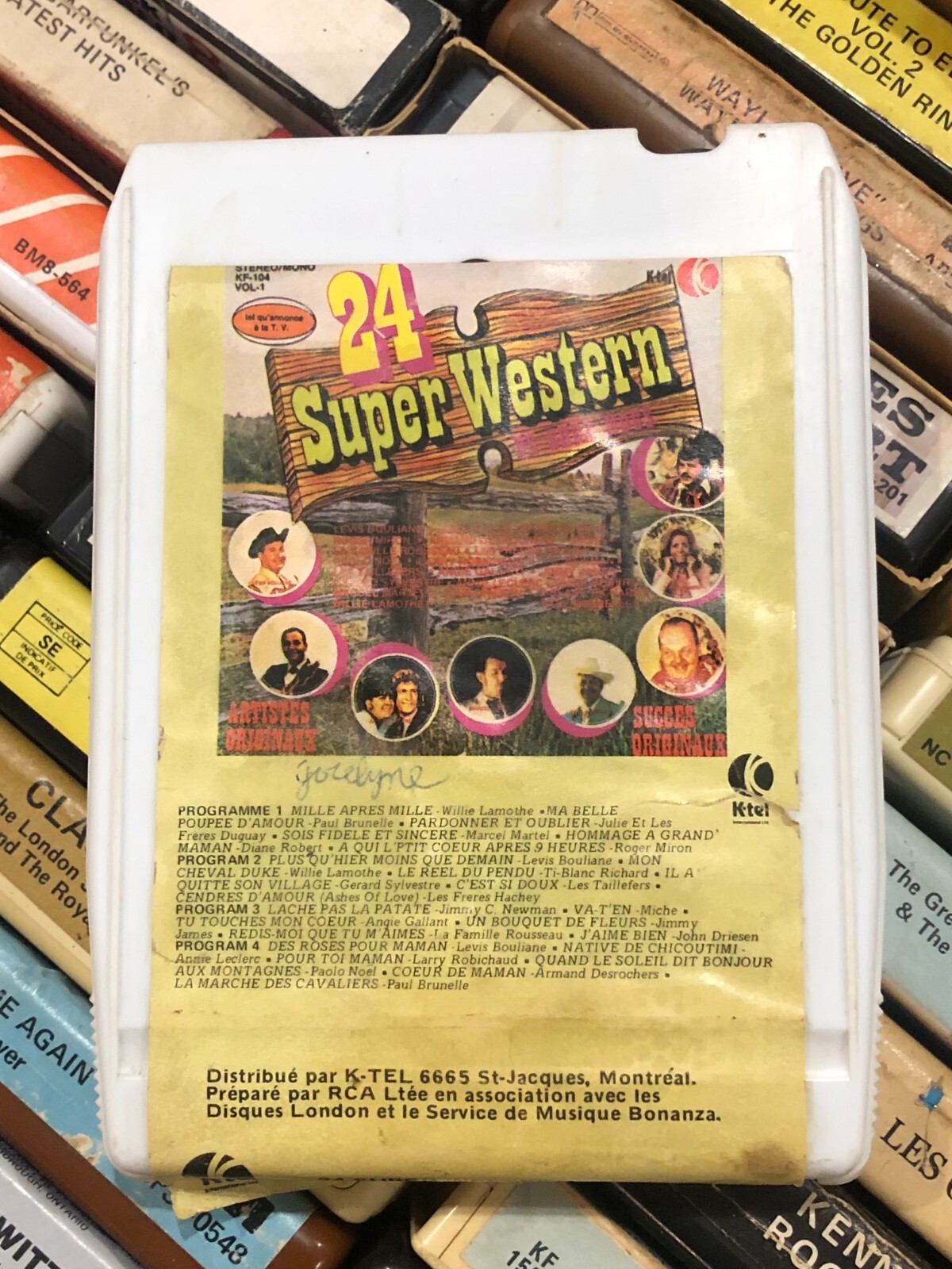 (K-Tel) 24 Super Western de Chez Nous, 8 Track Tape French CANADIAN