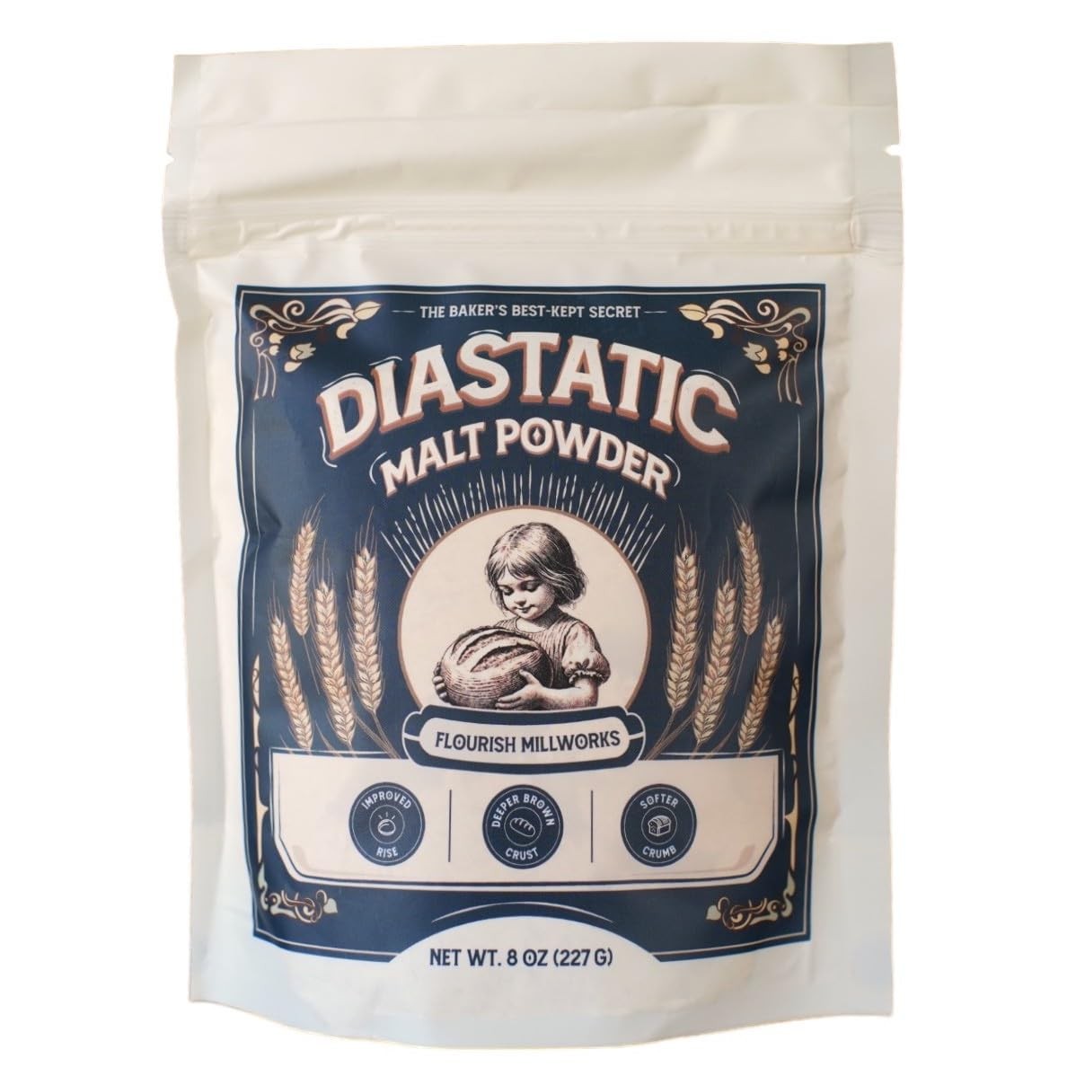 Flourish Millworks Diastatic Malt Powder - 8oz - Premium 8 Ounce (Pack of 1) 