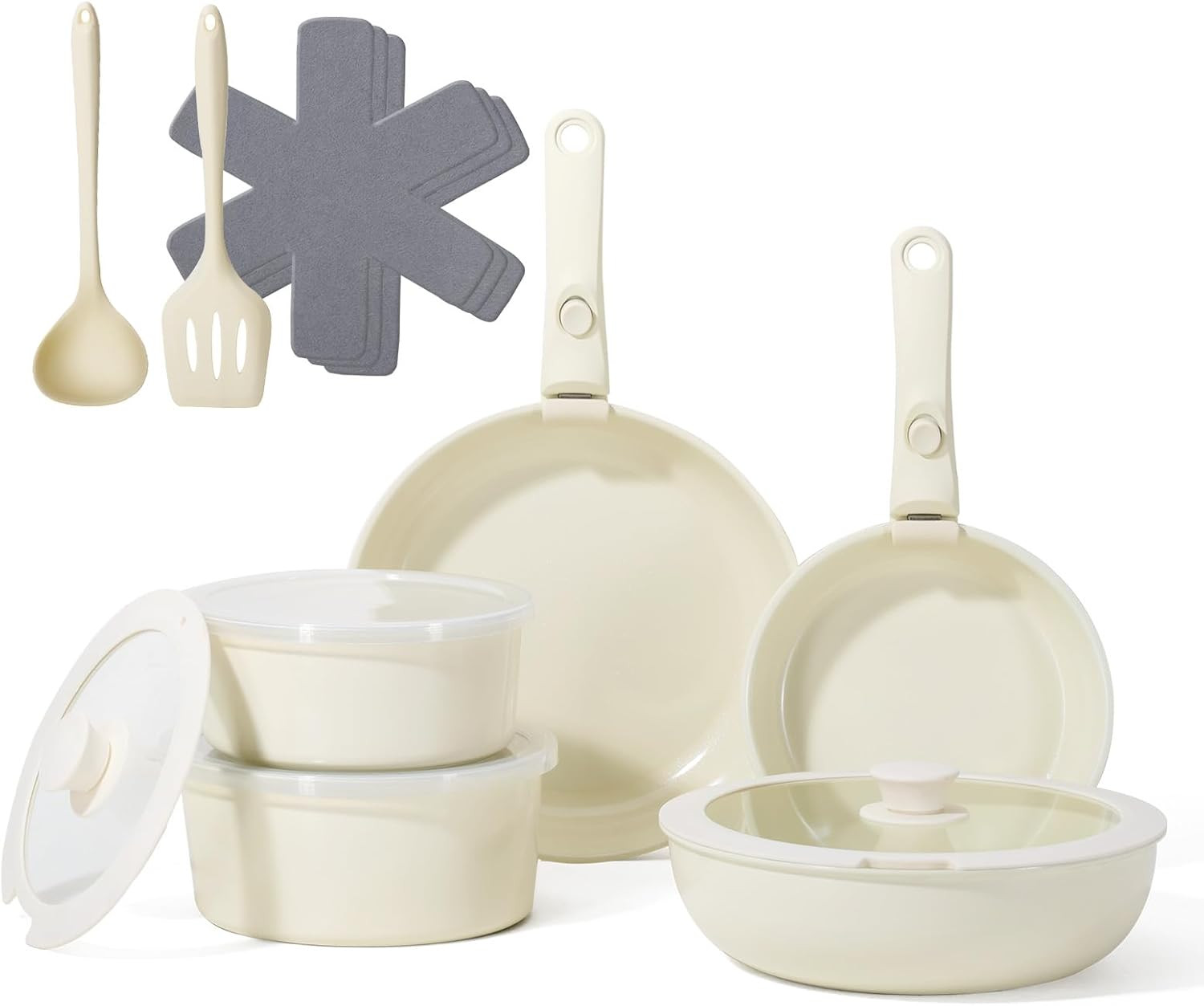 Pots and Pans Non Stick,16Pcs Ceramic Nonstick Cookware Sets, Induction Kitchen 