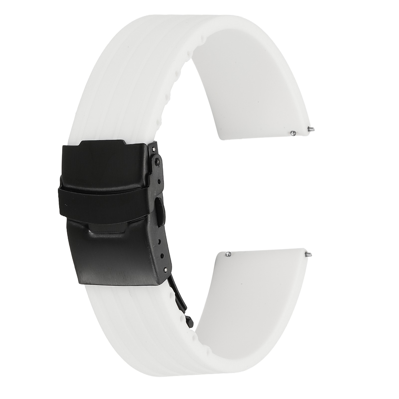 Silicone Watch Bands 22mm Soft Watch Bands with Black Snap Buckle, White