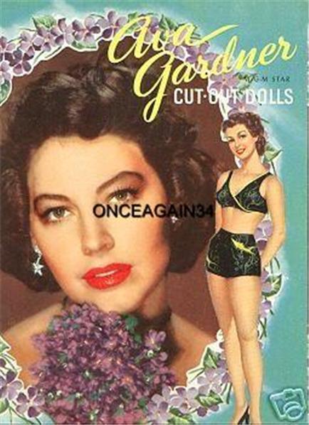 VINTAGE UNCUT 1952 AVA GARDNER PAPER DOLLS~PRETTY  #1 TOP REPRODUCTION~#1 SELLER