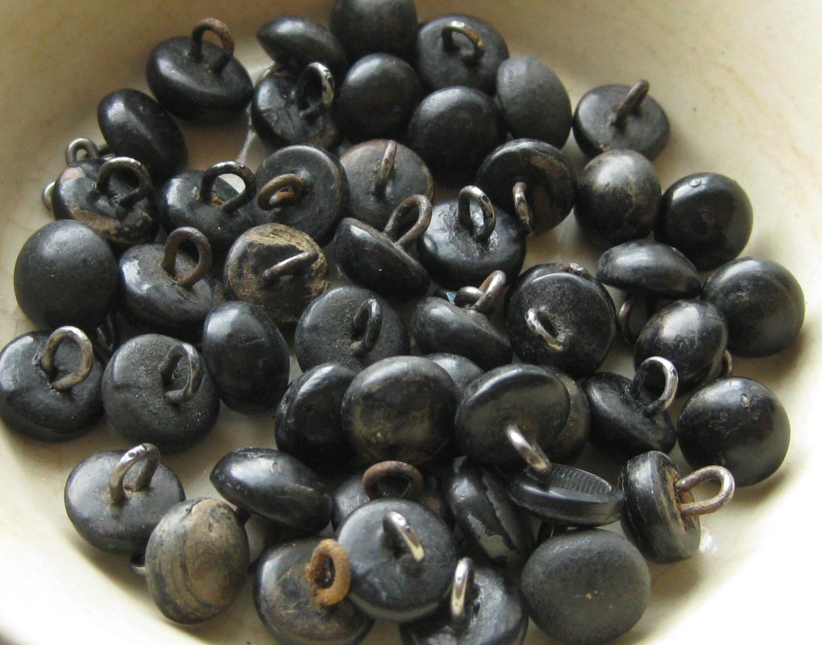 Antique Vintage Lot of 50 Leather Shank Shoe Buttons - 3/8"