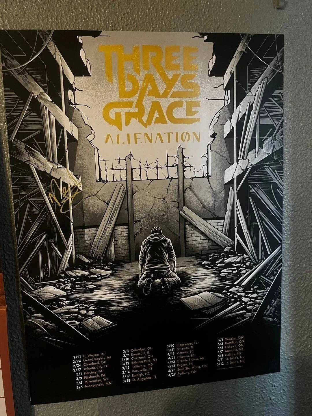 NEW!!! Three Days Grace Alienation 2026 Tour Dates Poster