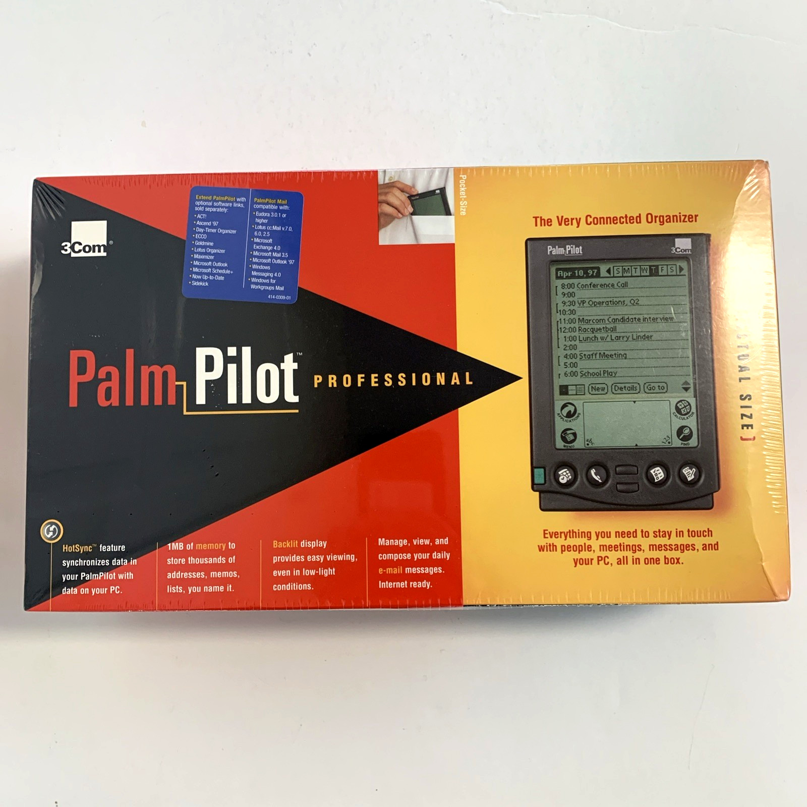 New 3Com Palm Pilot Professional PDA  80201U Vintage 1997