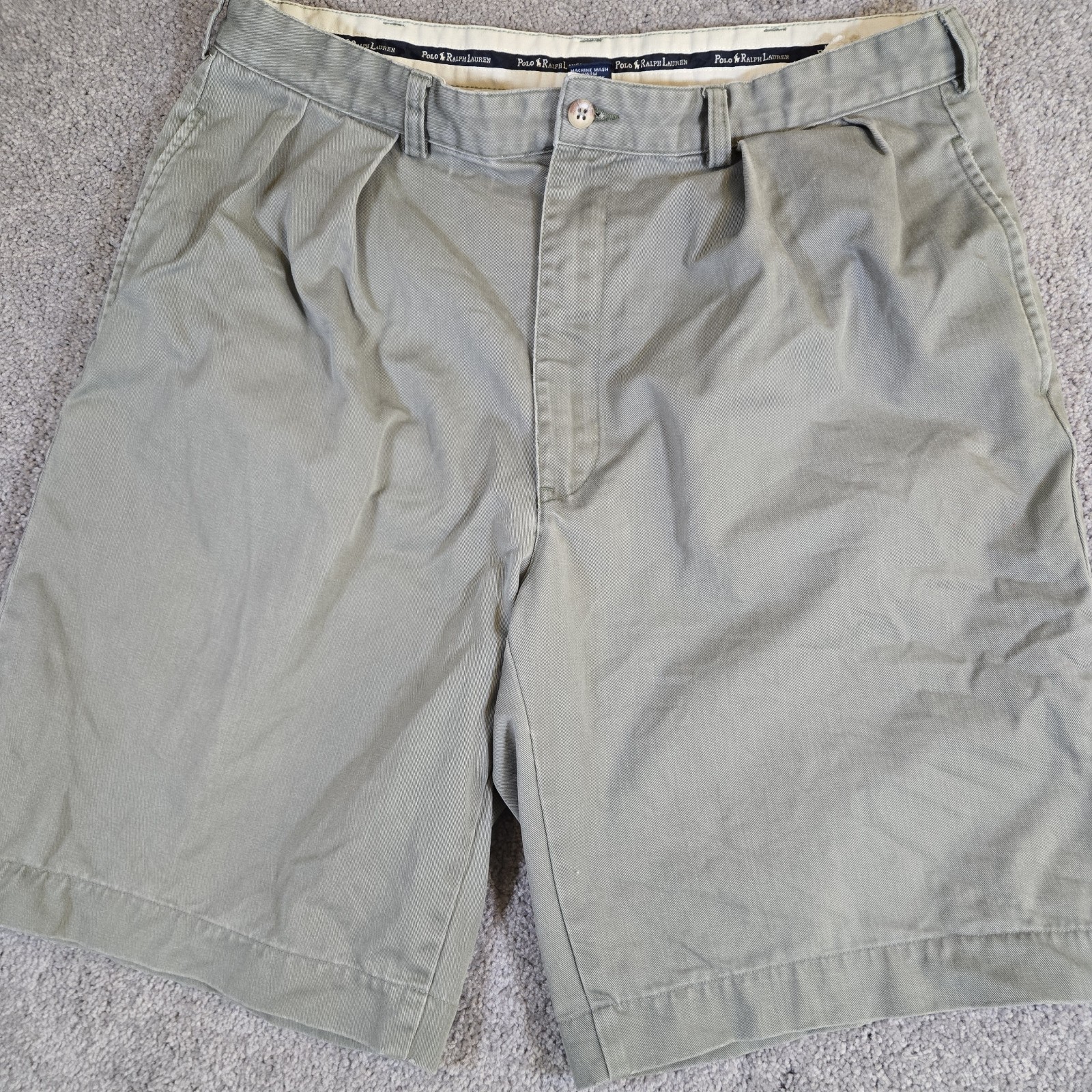 Polo Ralph Lauren Classic Fit Chino Shorts Mens Size 35 Dark Khaki 100% Cotton