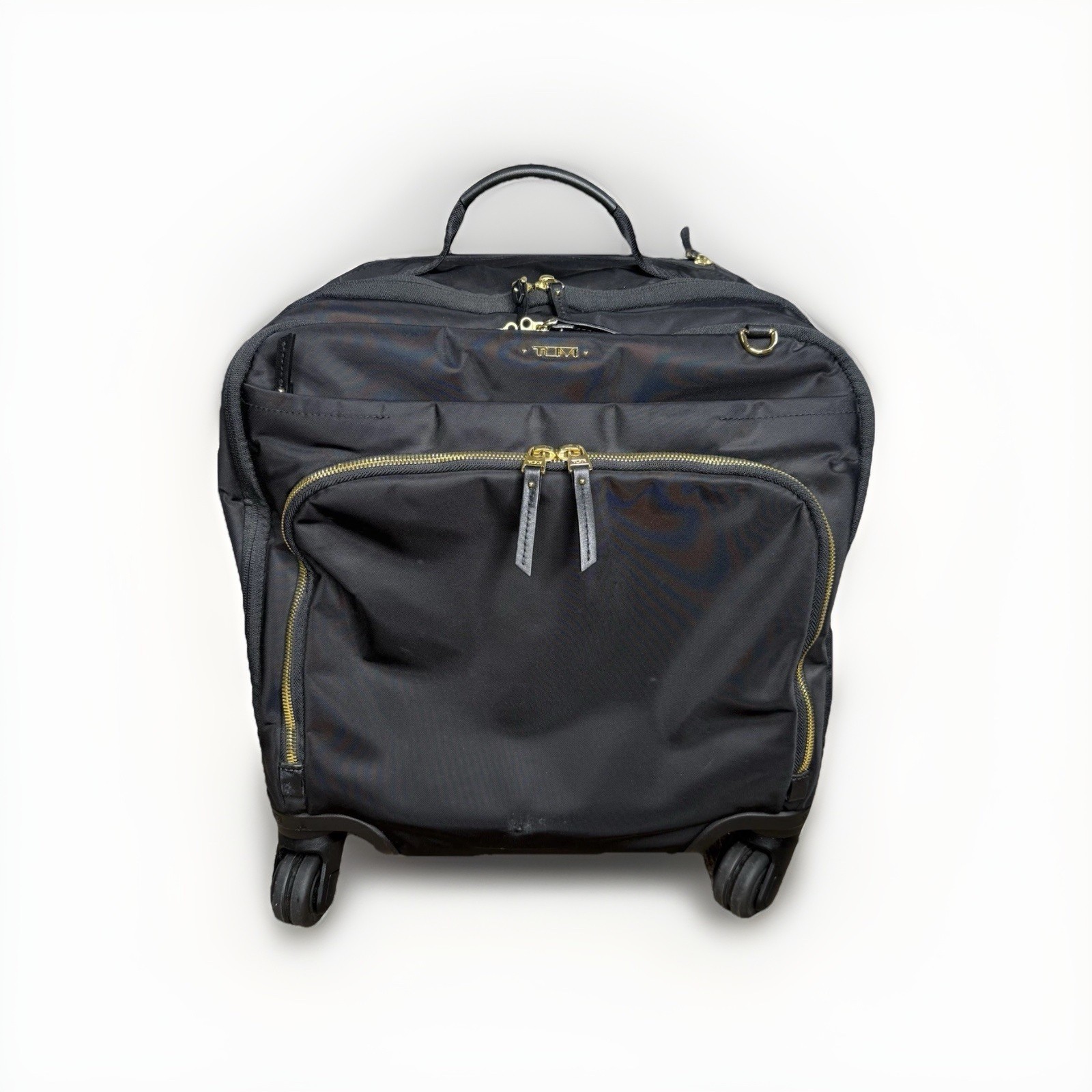 Tumi VOYAGEUR LEGER OXFORD COMPACT 4 Wheel Carry-On Suitcase Black Gold Luggage