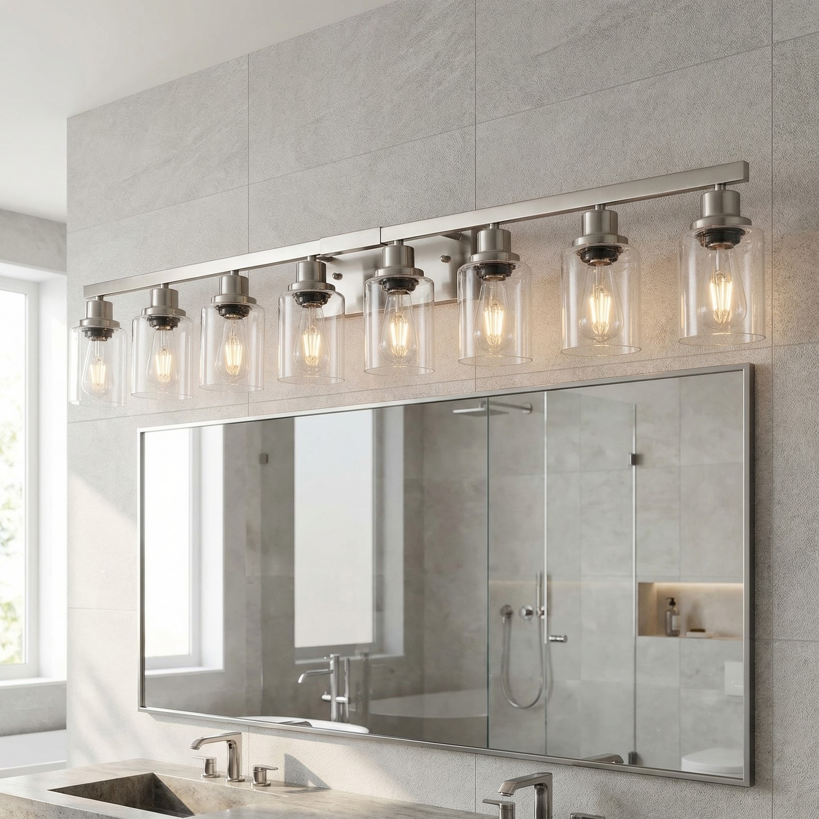 51'' Vanity Light 8 Lights for Bathroom Mirror Wall Sconce Fixture Modern Nickel