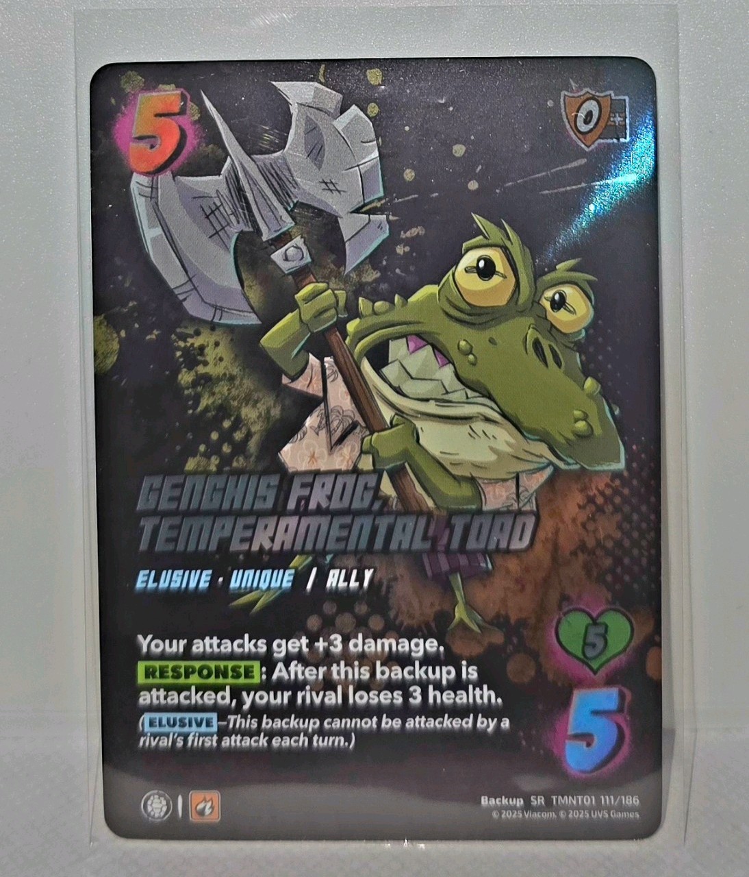 TNNT UniVersus GENGHIS FROG Temperamental Toad SECRET RARE 111/186 Foil SR 