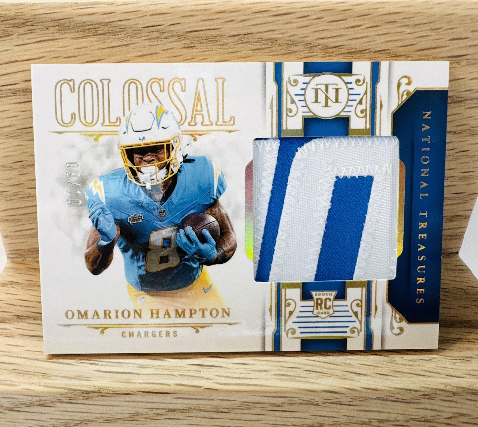 2025 National Treasures Omarion Hampton RC Colossal Patch Gold /10 Rare