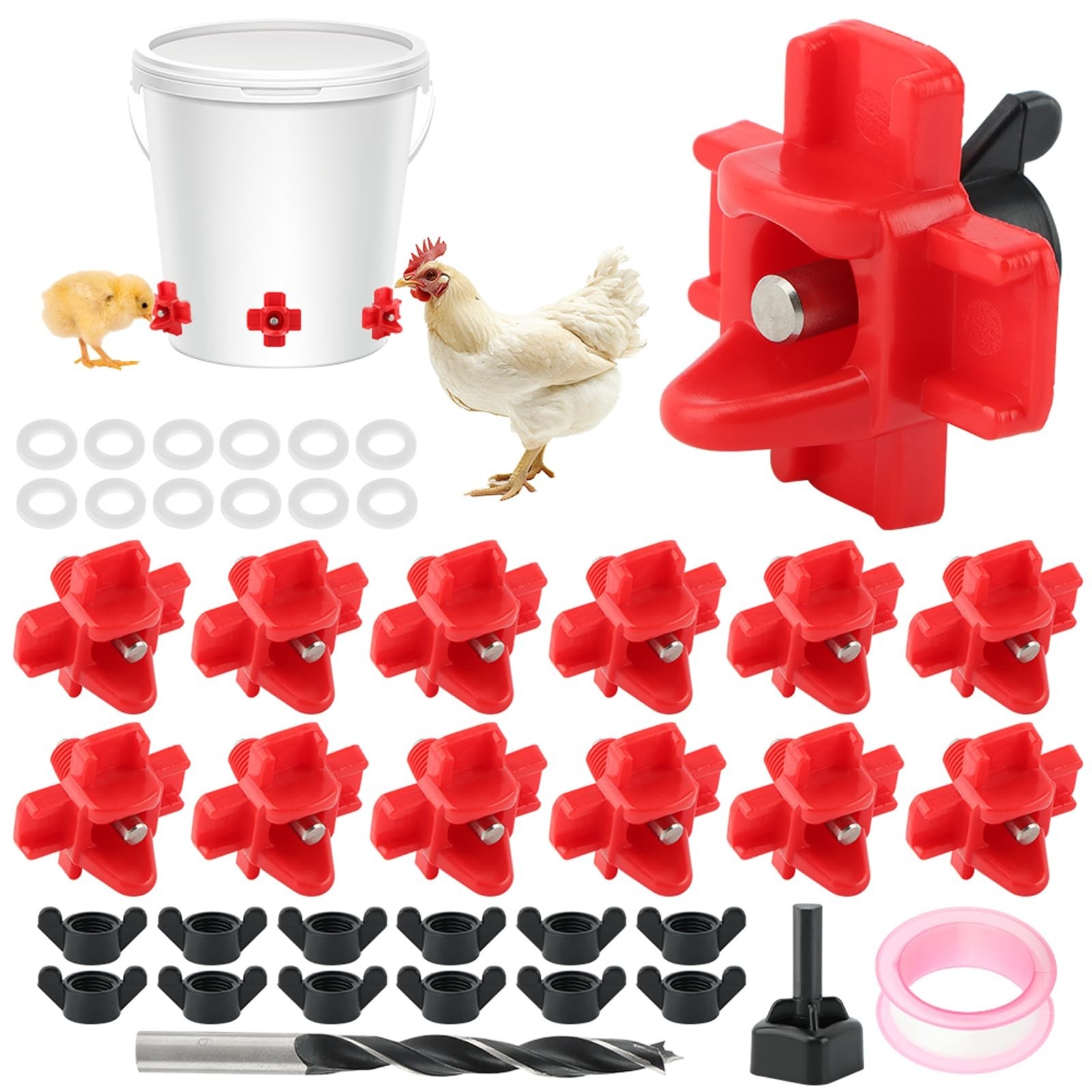 12 Pcs Chicken Water Nipples,Automatic Poultry Nipple Waterer with Drill Bits...