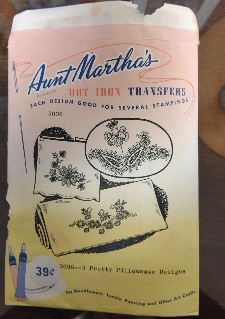Vintage Aunt Martha's Hot Iron Transfers Flowers BIrds Pattern #3636