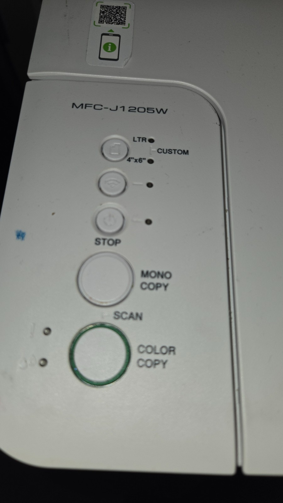 Brother MFC-J1205W Inkvestment Tank  wireless Printer -Parts Not Printing Clear