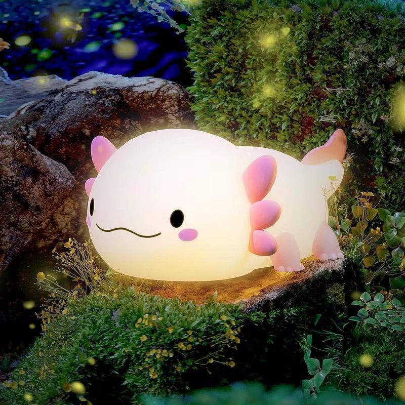Cute Axolotl LED Night Light, Dinosaur, Squishy USB & Night Bedroom Lamp
