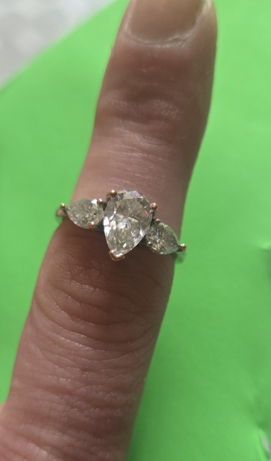 1.5 Ct Pear Shape Moissanite Ring Size 8