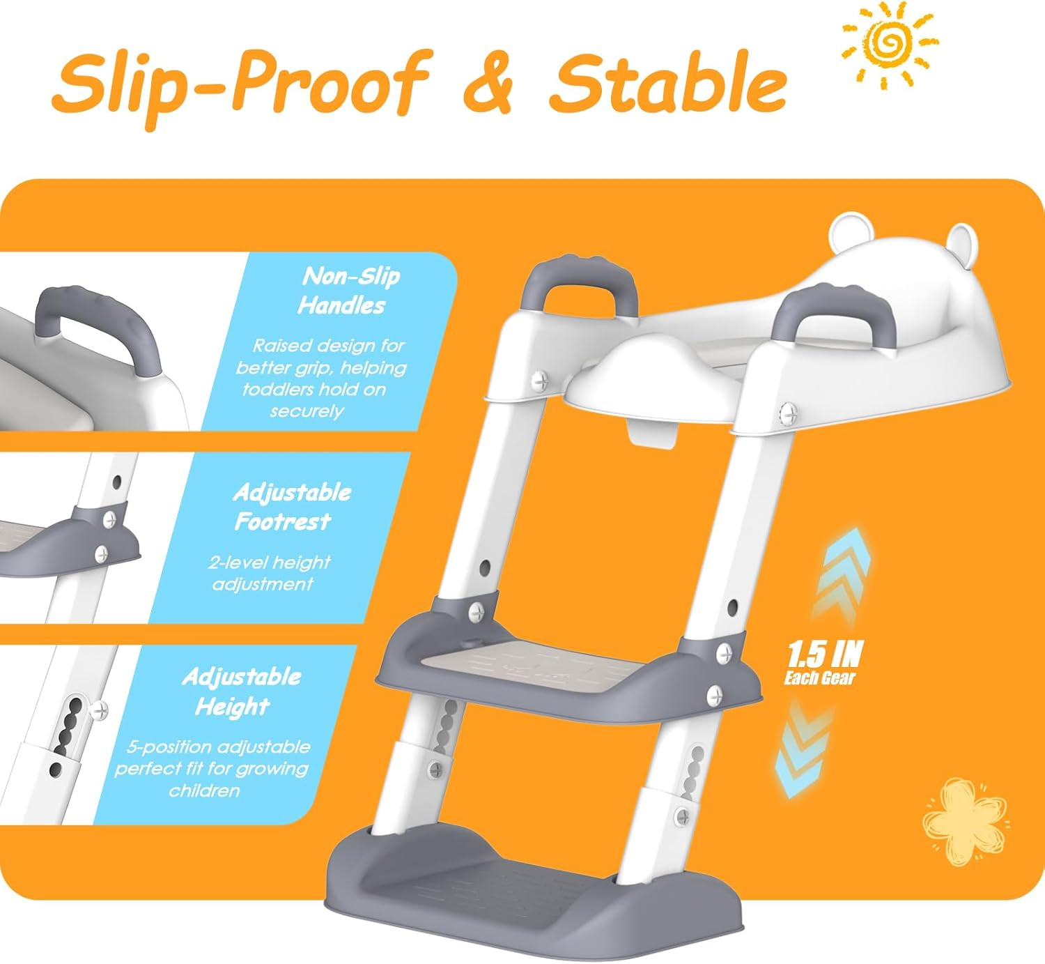 Potty Training Seat Step Stool Ladder Toddlers Adjustable Kids Toilet Splash