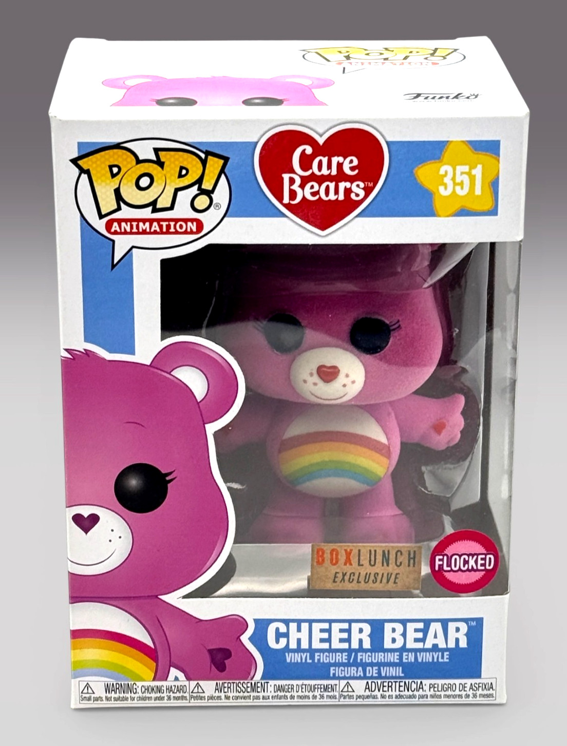 Funko Pop! Animation CHEER CARE BEAR 351 Flocked Box Lunch Exclusive w/Protector