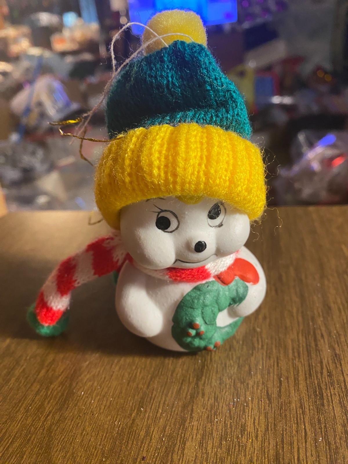 Giftco Snowman Porcelain Bell Christmas Ornament Green Gold Green Bay Packers