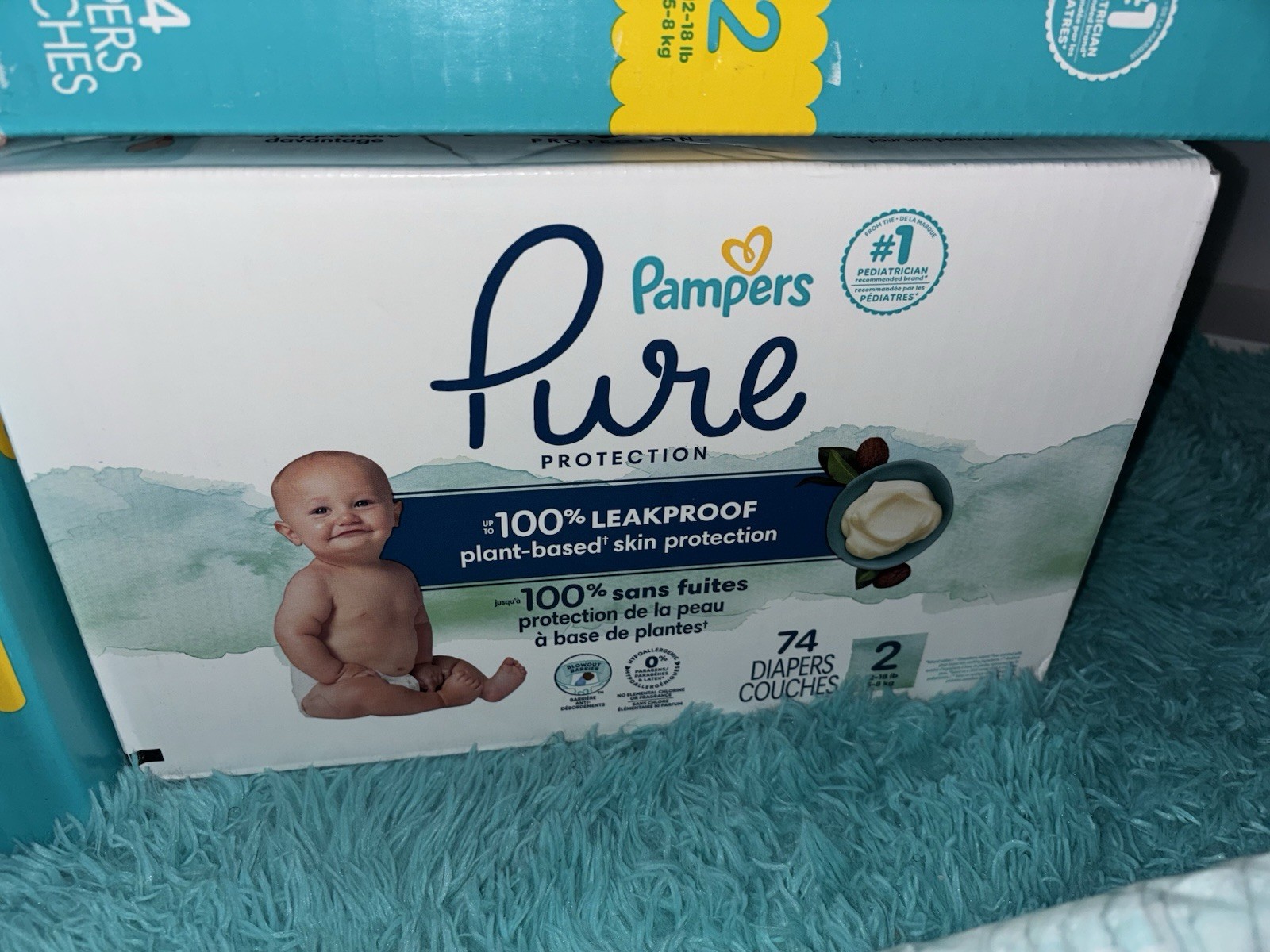 *Pampers Pure Protection Baby Diapers - Size 2, 74 Count, Hypoallergenic