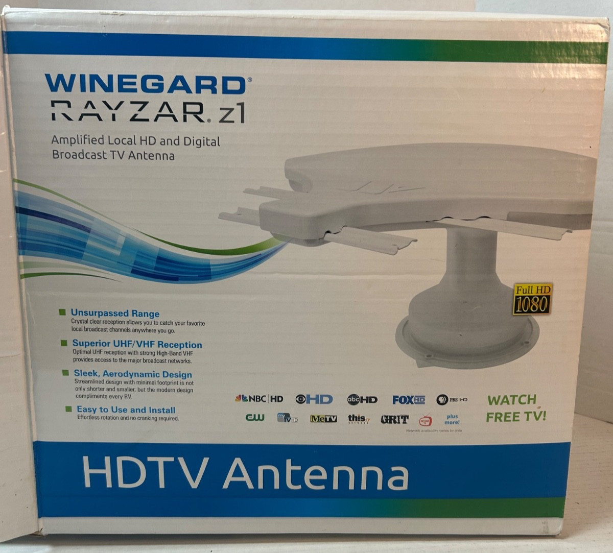 Winegard RV Rayzar Z1 Antenna HDTV White Amplified Local HD & Ditgital Open Box