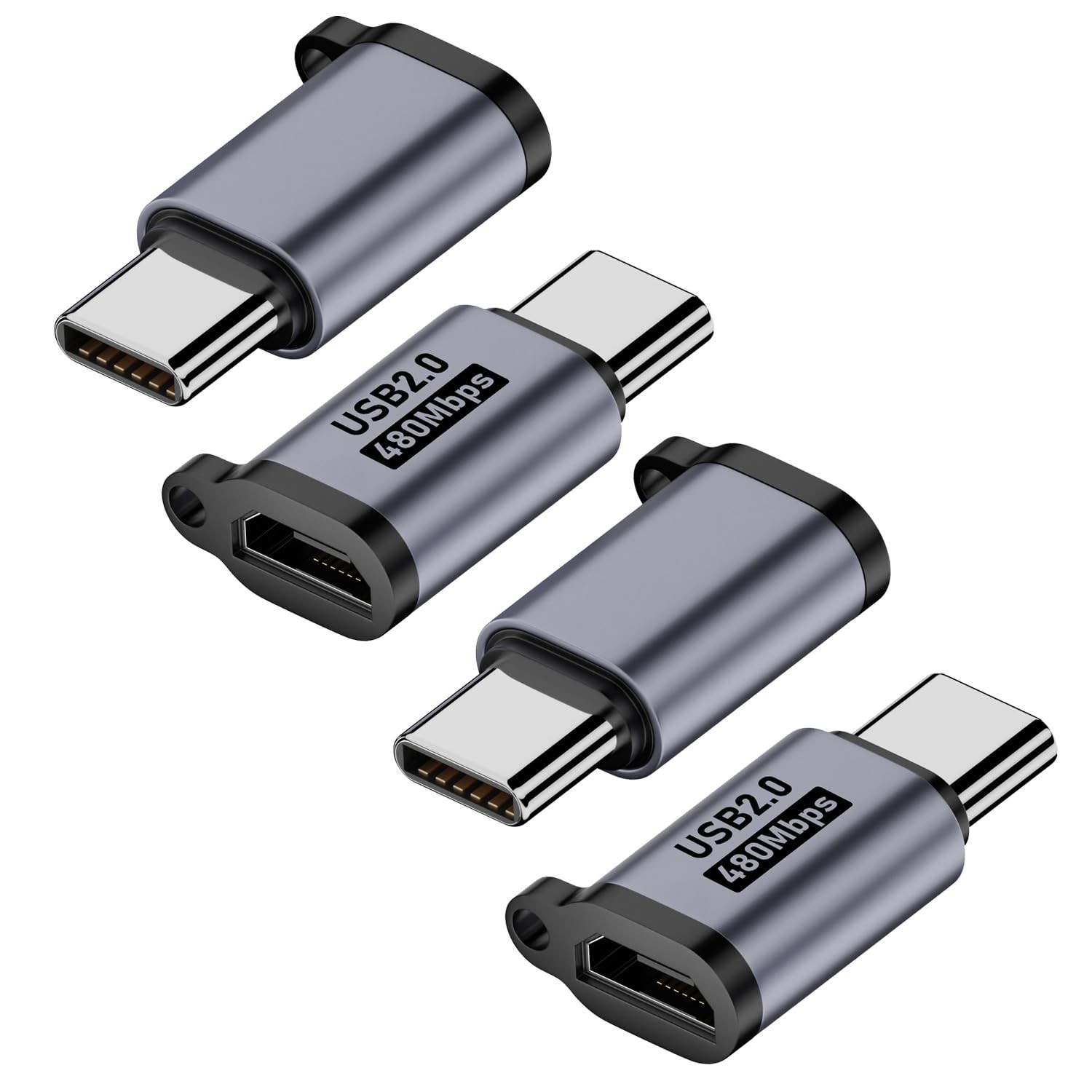 Micro USB to USB C Adapter 4 Pack Female to USB Type C Male