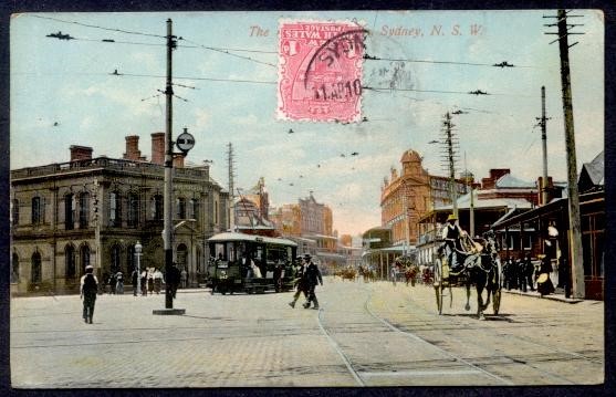 AUSTRALIA 1910 NSW SYDNEY PPC SHORT PAID w/DUE TO USA