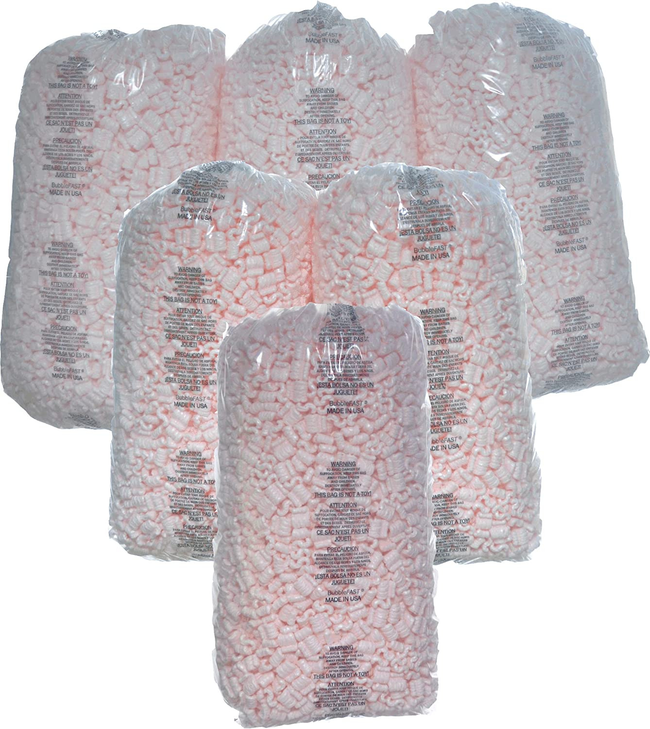 Pink Anti-Static Packing Peanuts Popcorn 14,  21, 35 Cu. Ft  100% Recycle
