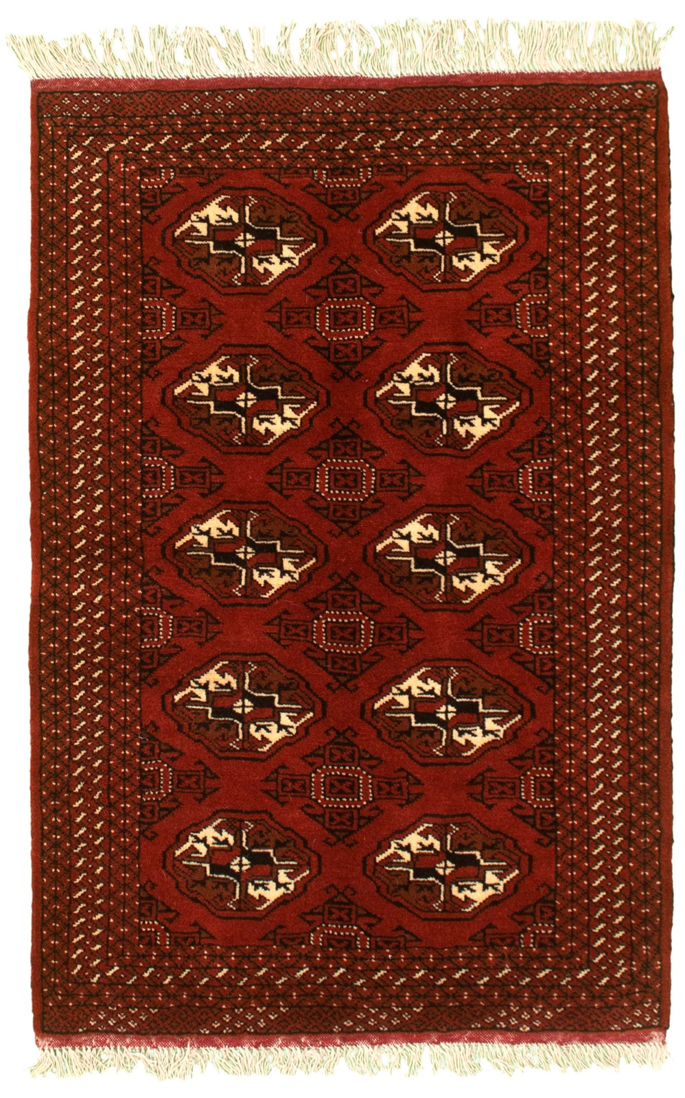 Vintage 3'2" x 4'8" Geometric Hand-Knotted Carpet Traditional Wool Area Rug