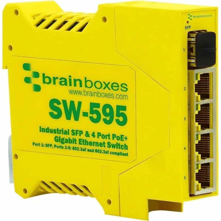 Brainboxes Industrial 1 SFP & 4 Port PoE+ Gigabit Ethernet Switch SW595