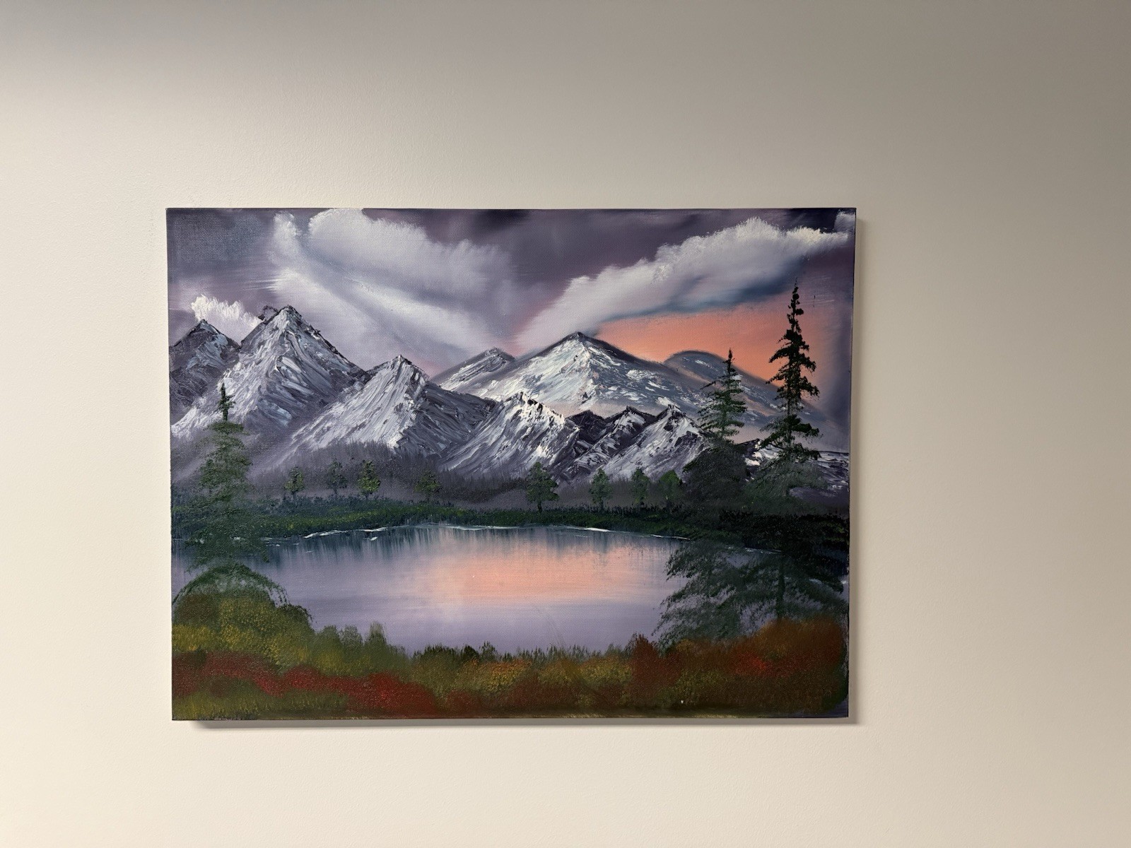 Steve Ross Signed Original Oil Painting Mountain Lake Sunset Canvas Landscape