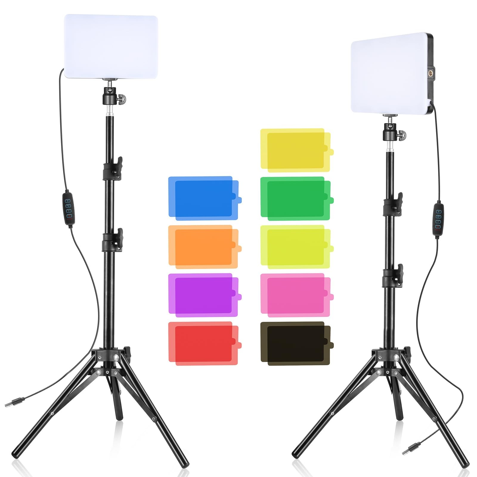 2pcs LED Video Light Kit,6500K Dimmable USB Photography Lighting Kit Streamin...