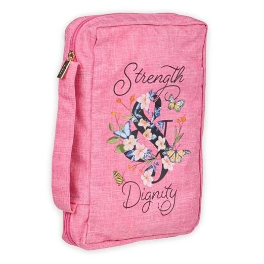  Polyester Canvas Bible Cover for Women w/Zippered Pocket & Pen Storage: 
