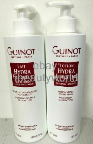Guinot Hydra Fraicheur Refreshing Cleansing Milk & Toning Lotion 500ml #cept
