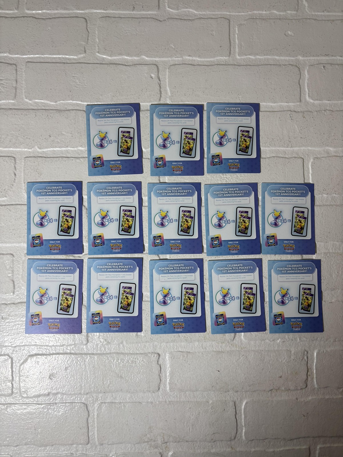 Pokemon TCG Pocket 1st Anniversary Code Cards Lot 11 24x Hourglasses Smartphone