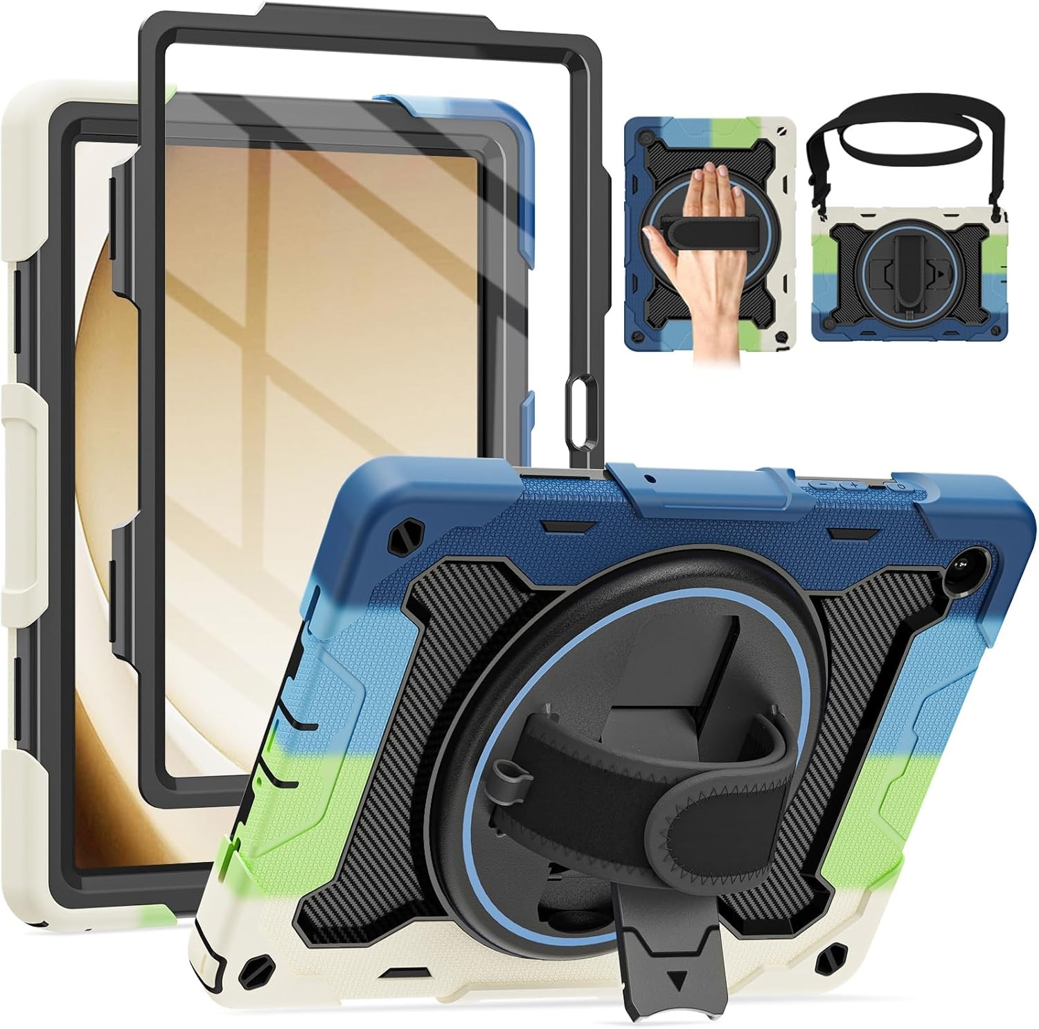Case for Galaxy Tab A9 Plus 11 Inch with HD Screen Protector, 360 Stand