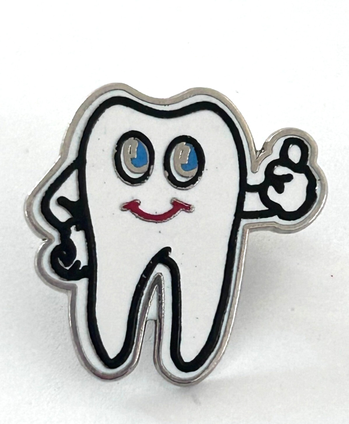 Happy Sweet Tooth Enamel Lapel Pin Smiling Dentist Dental Teeth Thumbs Up Humor