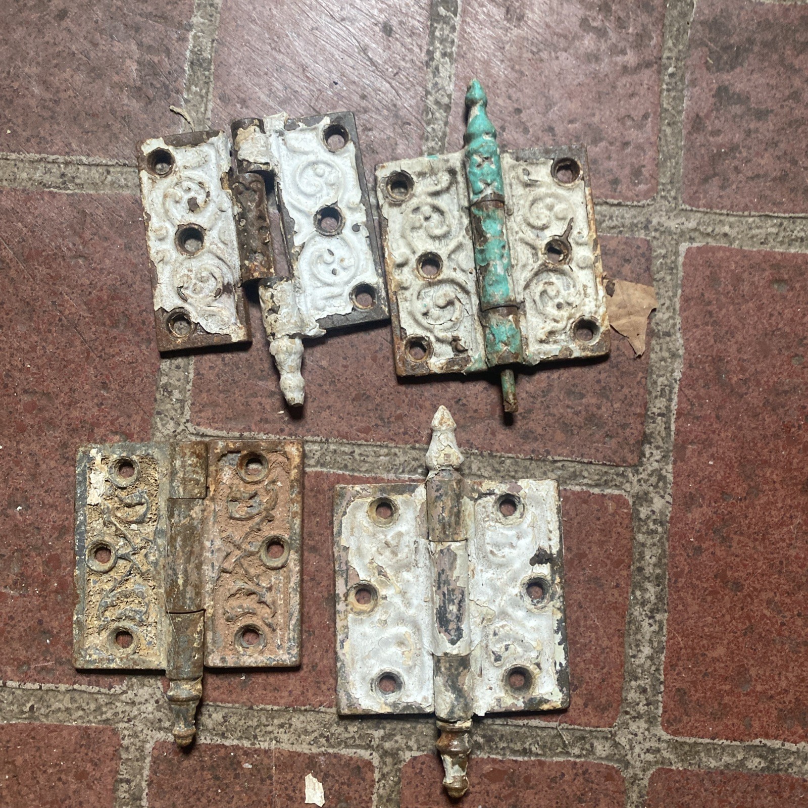 4-Vintage Ornate Swirl Steeple Tip 3” X 3” Door Butt Hinges